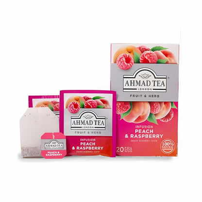 Ahmad Peach & Raspberry Herbal Tea 20 foil tea bags