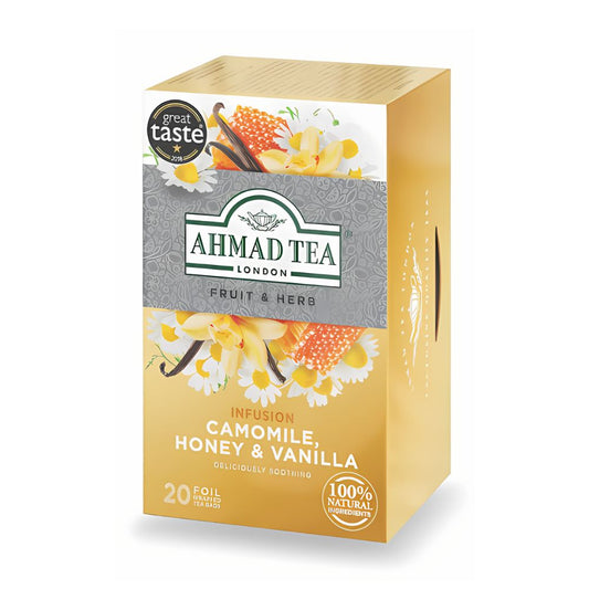 Clearance - Ahmad Camomile, Honey, and Vanilla Herbal Infusion 20 foil tea bags