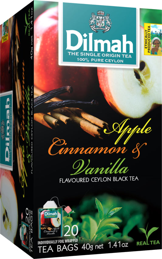 Clearance - Dilmah Black Tea with Apple, Cinnamon and Vanilla 20 foil tea bags