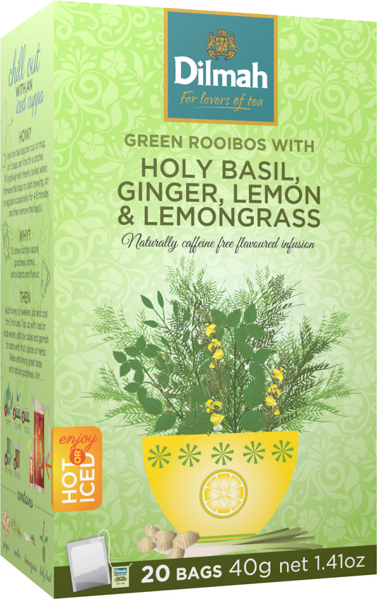 Clearance - Dilmah Green Rooibos with Holy Basil, Ginger, Lemon and Lemongrass Infusion 20 tea bags