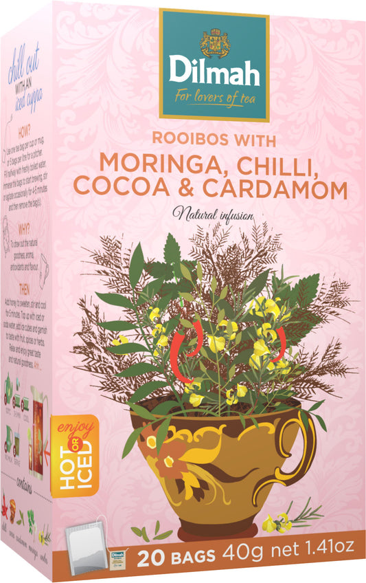 Clearance - Dilmah Rooibos with Moringa, Chili, Cocoa and Cardamom Infusion 20 tea bags