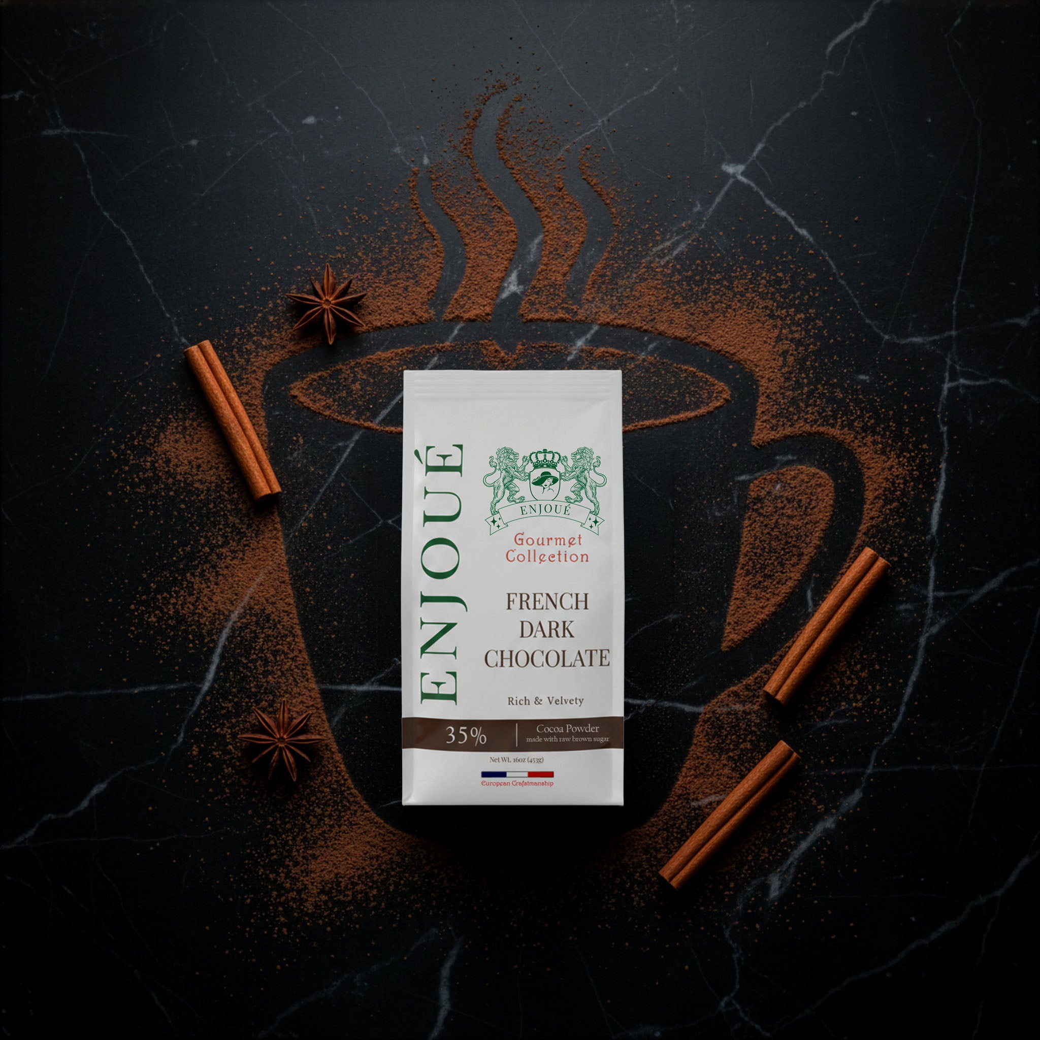 Enjoue Gourmet French Dark Chocolate Powder 16oz/453g