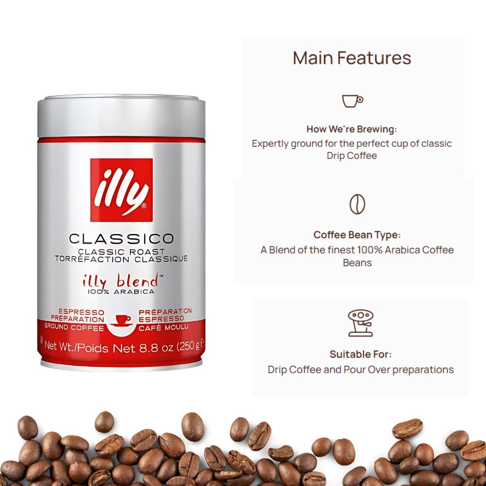 illy Classico Espresso Ground Coffee 8.8oz/250g