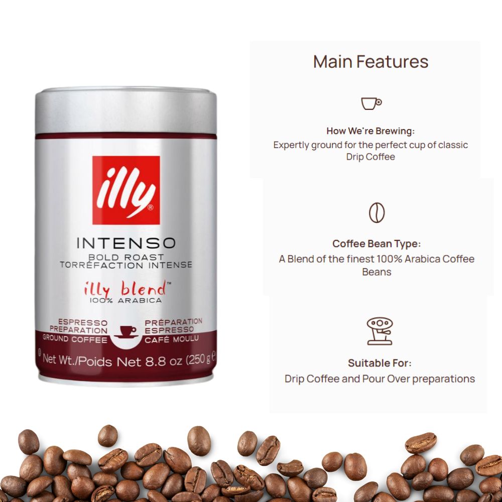 illy Intenso Espresso Ground Coffee 8.8oz/250g