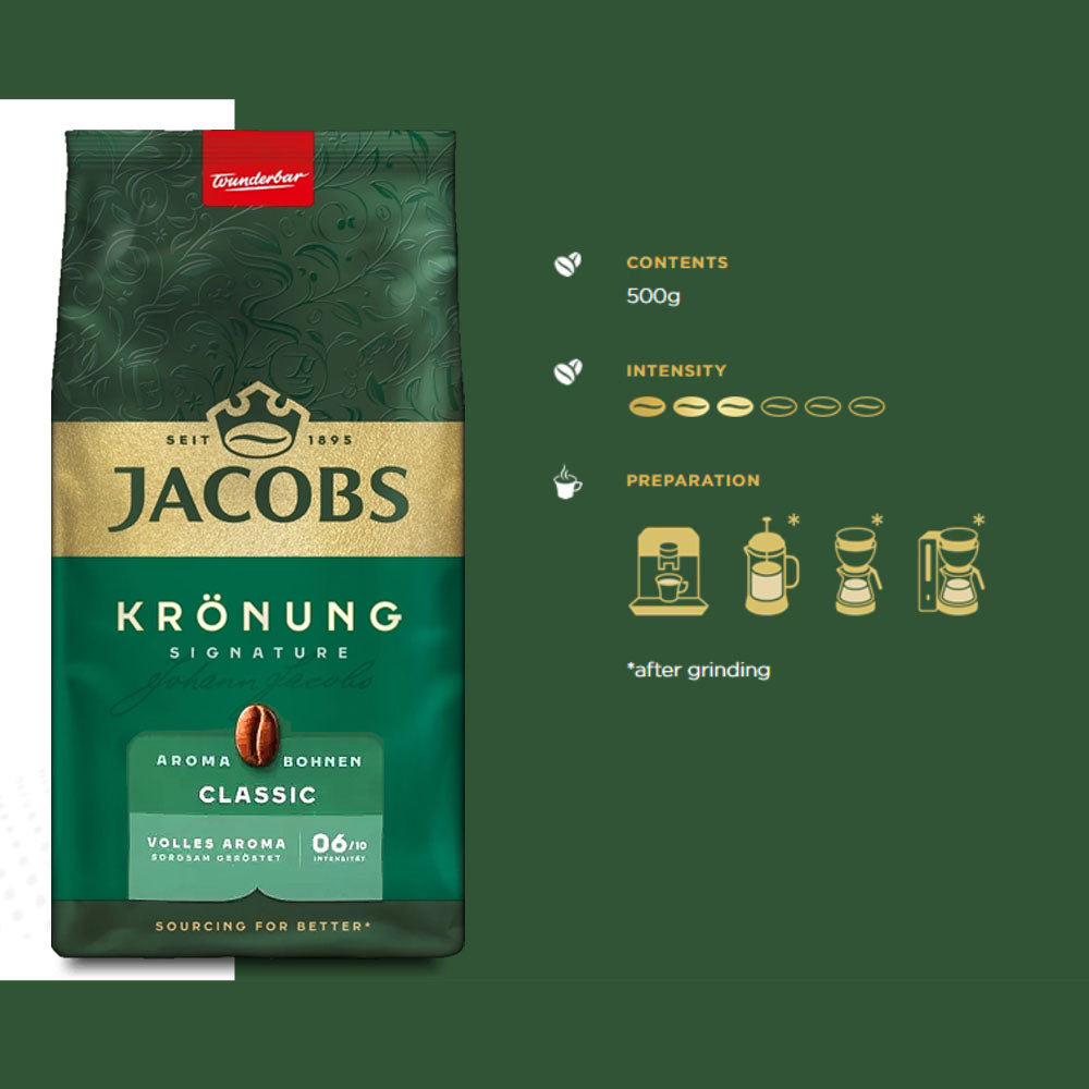 Jacobs Kronung Whole Bean Coffee 17.6oz/500g
