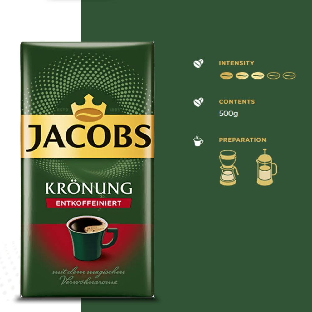 Jacobs Kronung Decaf Ground Coffee 17.6oz/500g