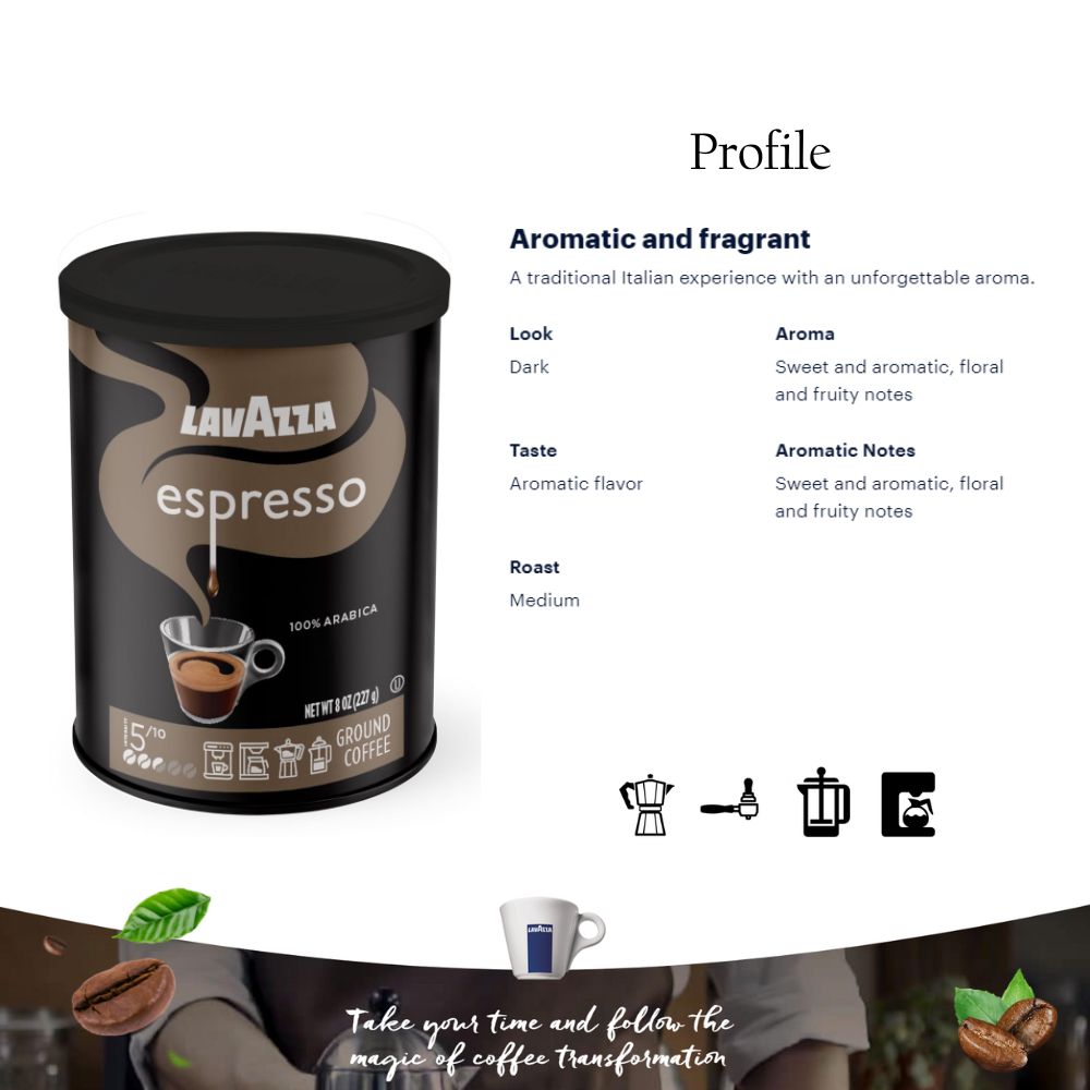 Lavazza Espresso Ground Coffee in Can 8oz/227g