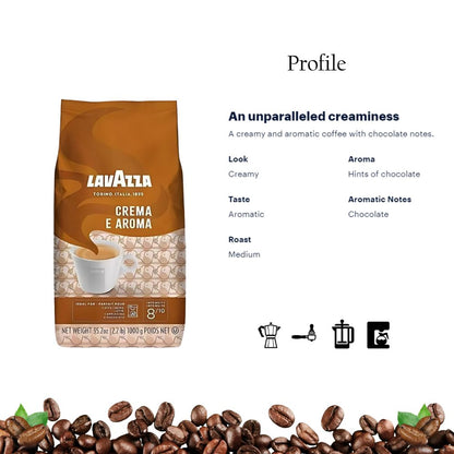 Lavazza Crema E Aroma Whole Bean Coffee 2.2lb/1kg
