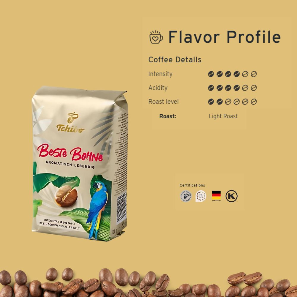 Tchibo Beste Bohne Whole Bean Coffee 17.6oz/500g