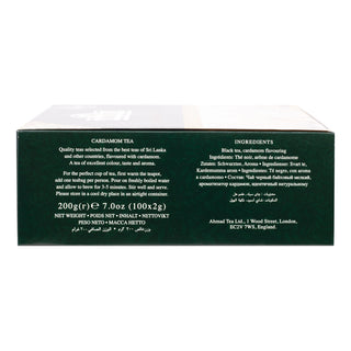 Ahmad Cardamom Black Tea 100 tagged tea bags
