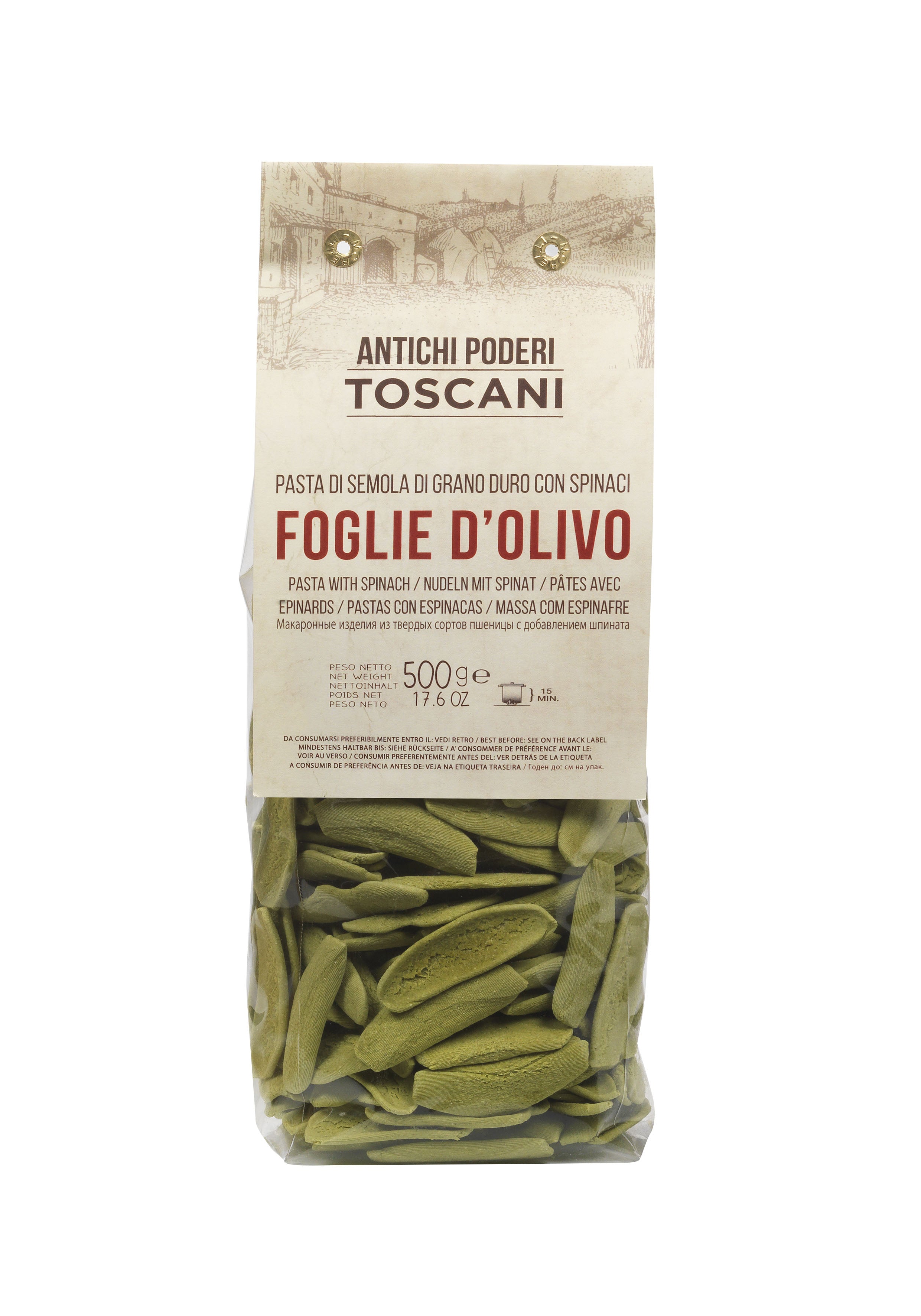 Antichi Poderi Toscani Spinach Olive Leaves Pasta 17.6oz/500g