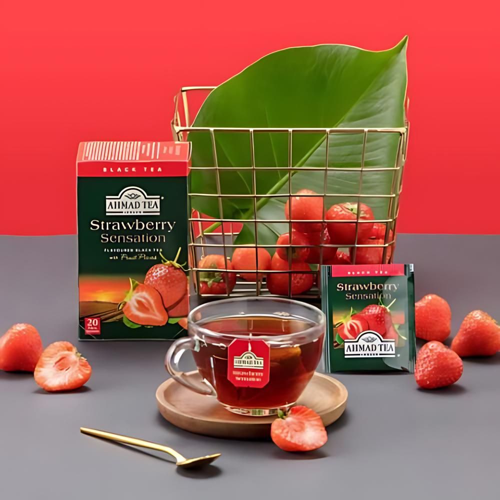 Ahmad Strawberry Sensation Black Tea 20 foil tea bags