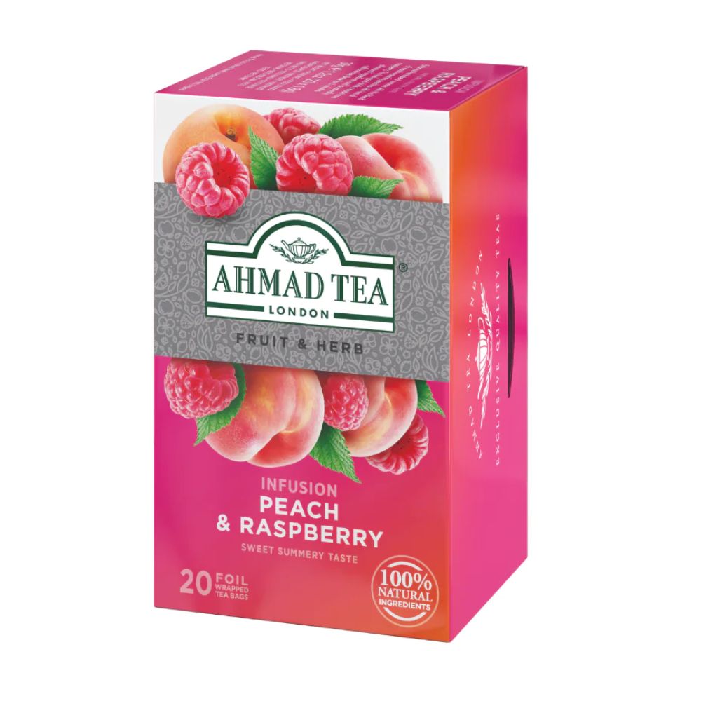 Ahmad Peach & Raspberry Herbal Tea 20 foil tea bags Enjoy Better