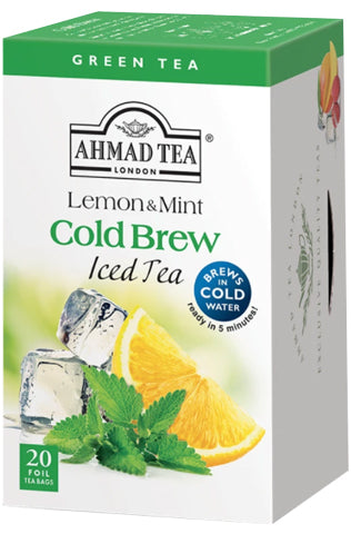 Clearance - Ahmad Lemon and Mint Cold Brew Green Tea 20 foil tea bags