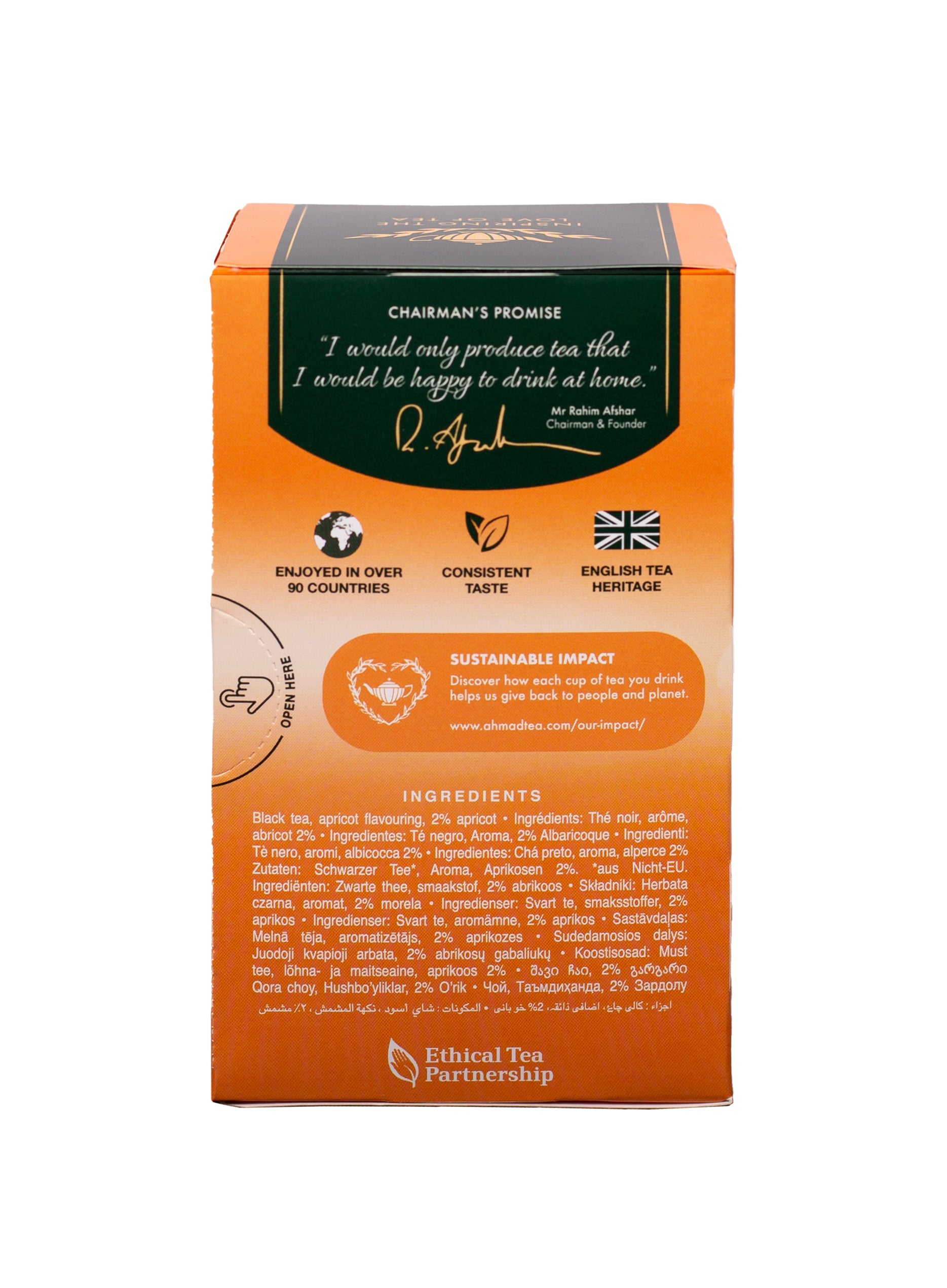 Ahmad Tea Of London Apricot Sunrise Black Foiled Tea Bags – 20 Ct Case (6 Boxes, 120 Bags Total)