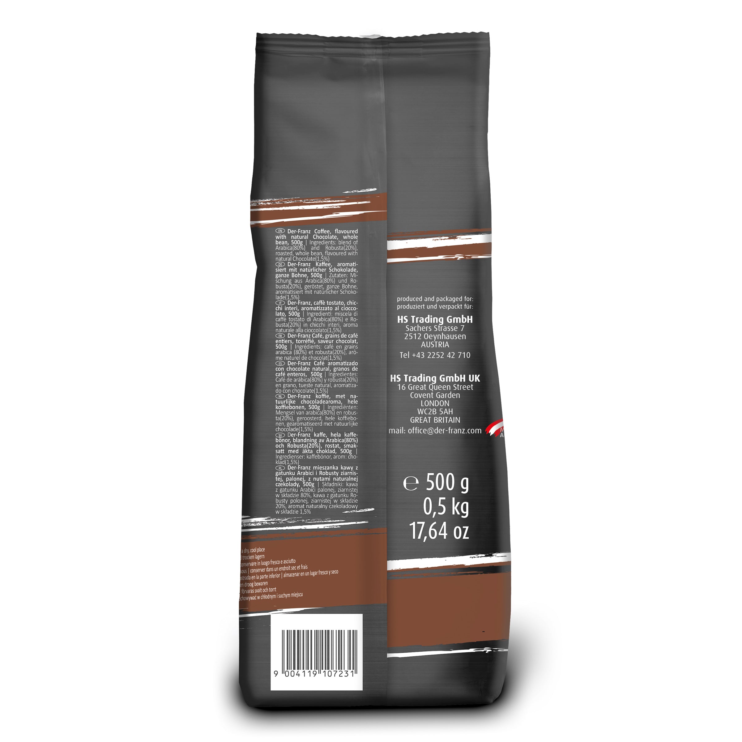 Der Franz Chocolate Flavored Ground Coffee 17.6oz/500g