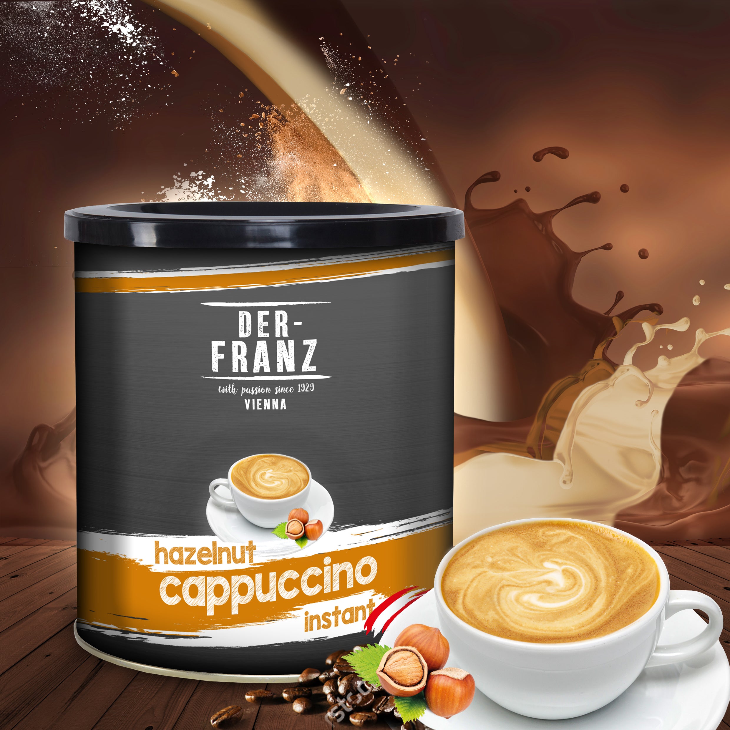 Clearance - Der Franz Instant Hazelnut Cappuccino 17.6oz/500g