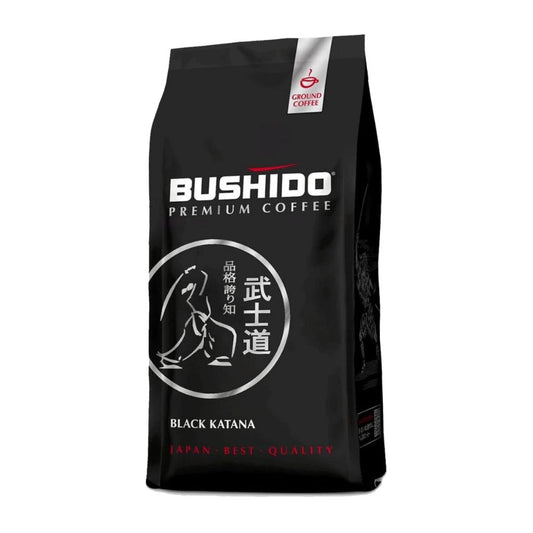 Bushido Black Katana Ground Coffee in cup