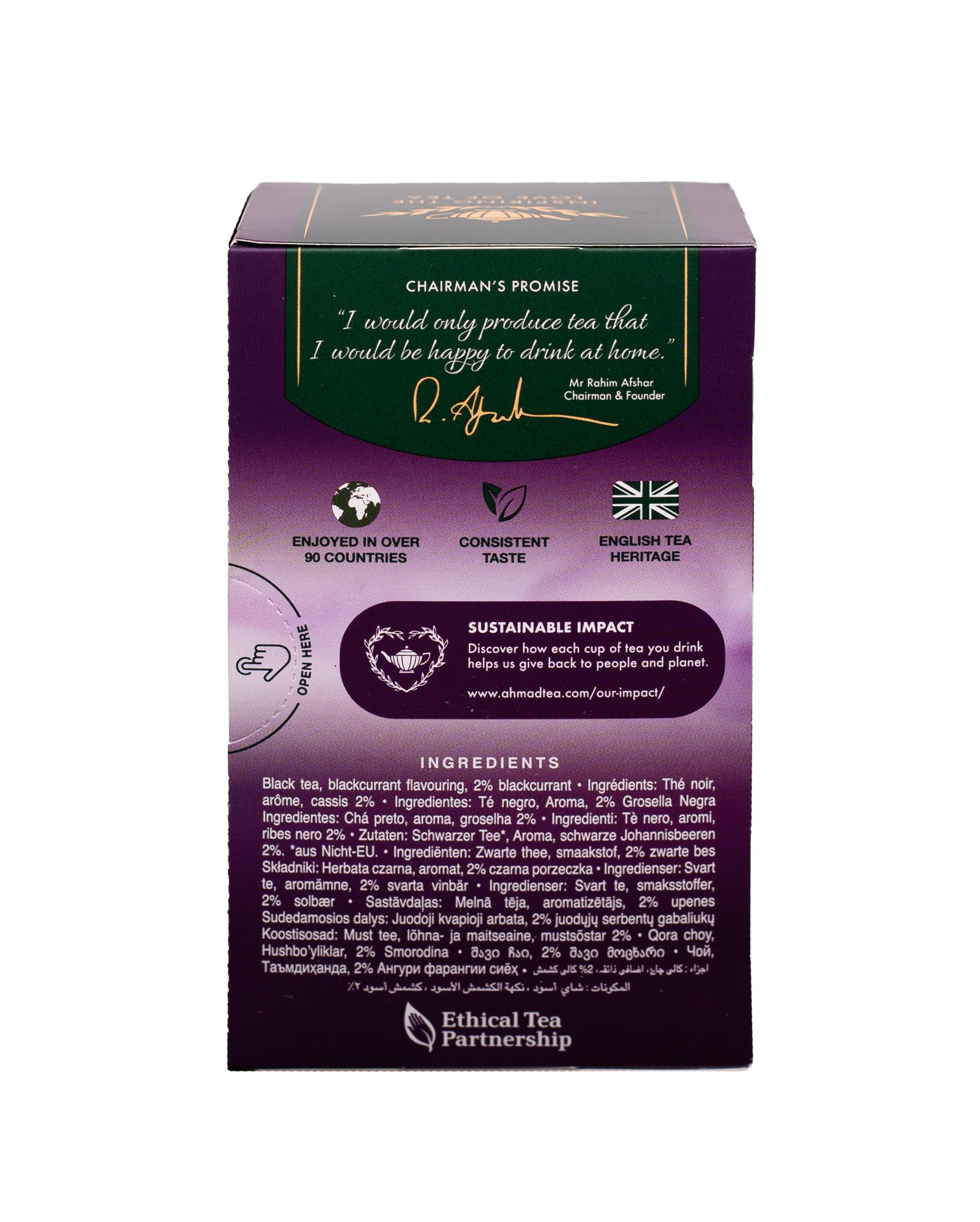 Ahmad Blackcurrant Burst Black Tea 20 foil tea bags