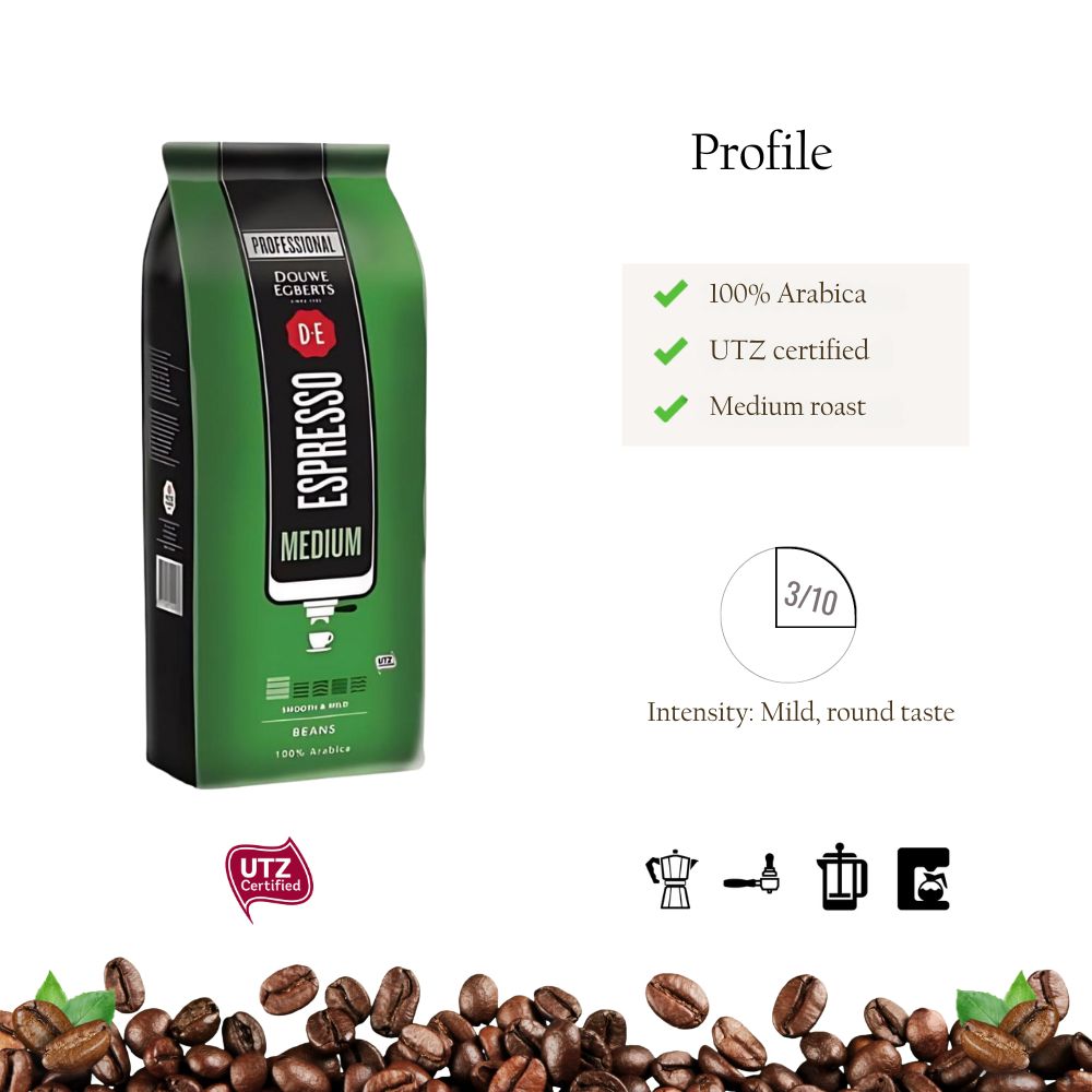 LTP - Douwe Egberts Espresso Medium Roast Whole Bean Coffee 2.2lb/1kg