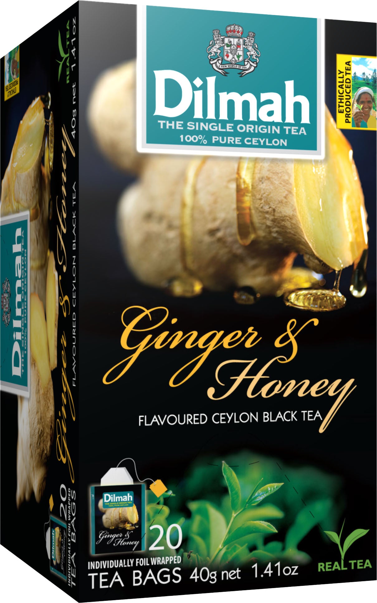 Clearance - Dilmah Ginger & Honey Black Tea 20 foil tea bags