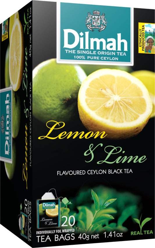 Clearance - Dilmah Black Tea with Lemon & Lime 20 foil tea bags