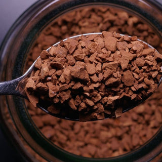 A close up of freeze dried coffee crystals.