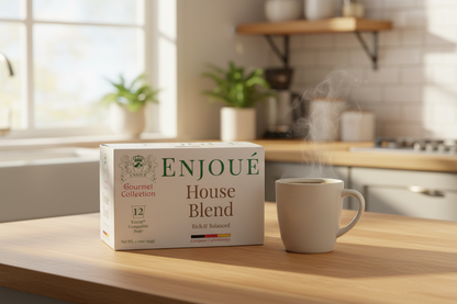 Enjoué House Blend tea box on a white background