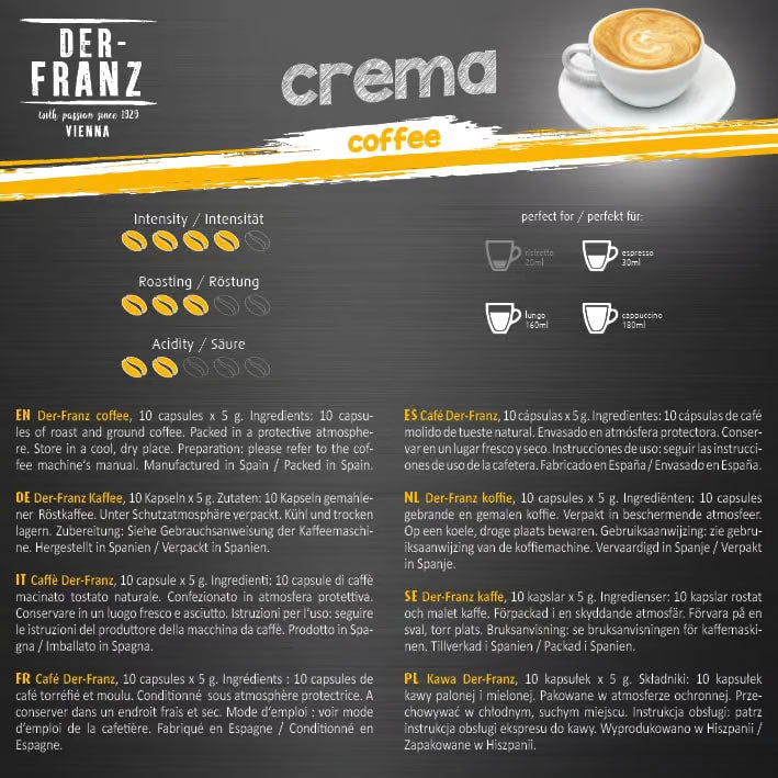 Clearance - Der Franz Crema Nespresso Capsules 10ct