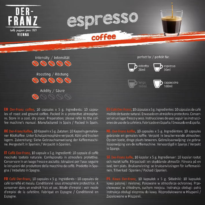Clearance - Der Franz Espresso Nespresso Capsules 10ct