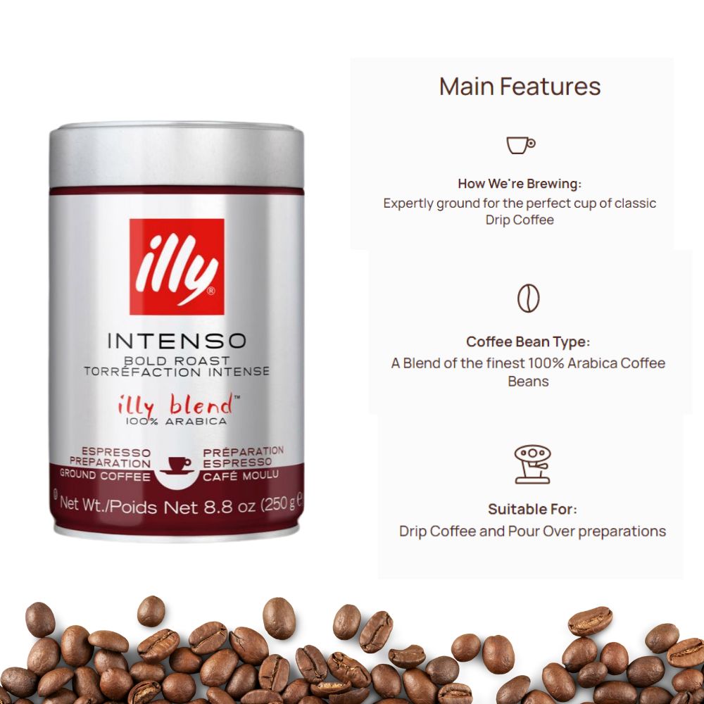 LTP - illy Intenso Espresso Ground Coffee 8.8oz/250g