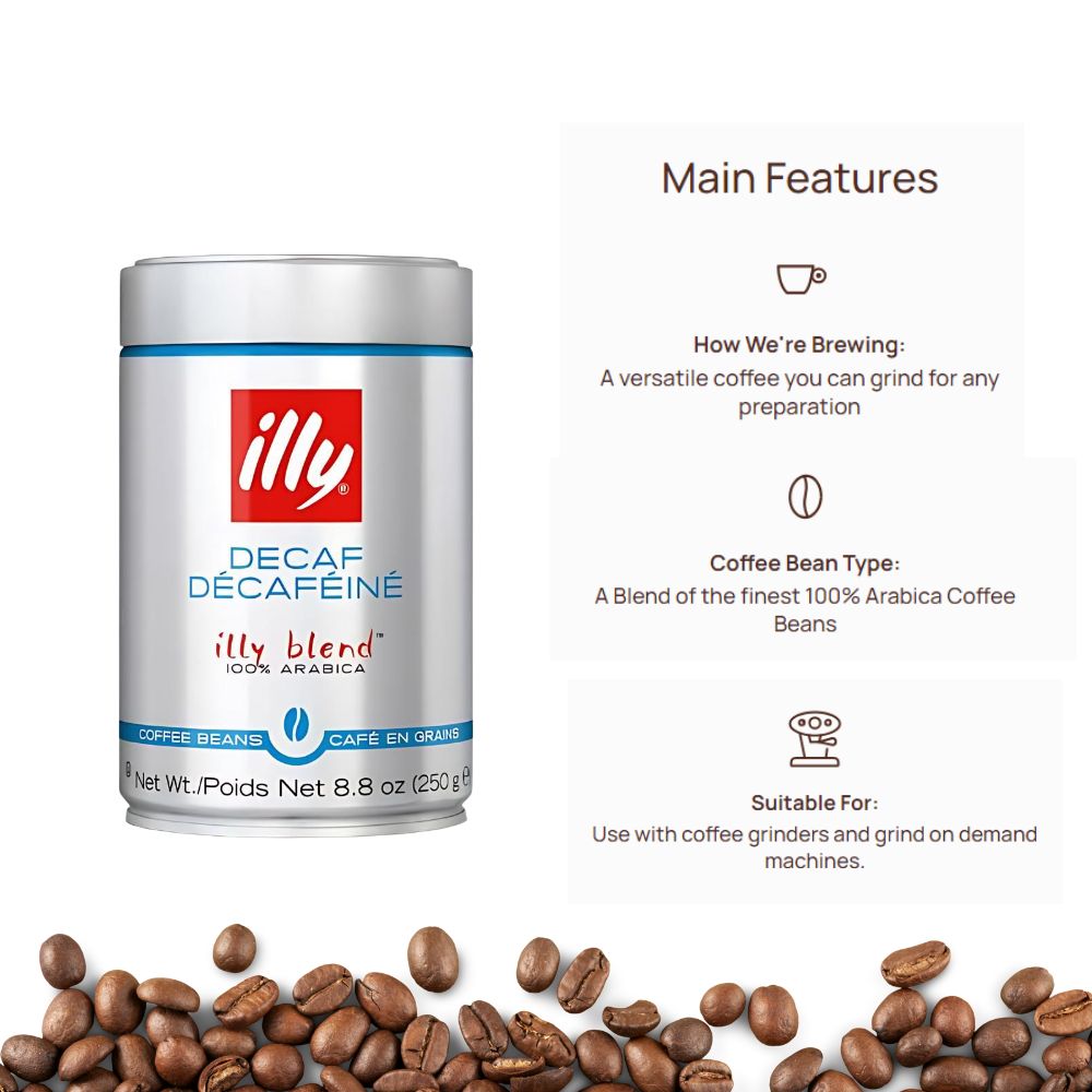 illy Classico Decaffeinated Whole Bean Coffee  8.8oz/250g