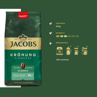 Jacobs Kronung Whole Bean Coffee 17.6oz/500g