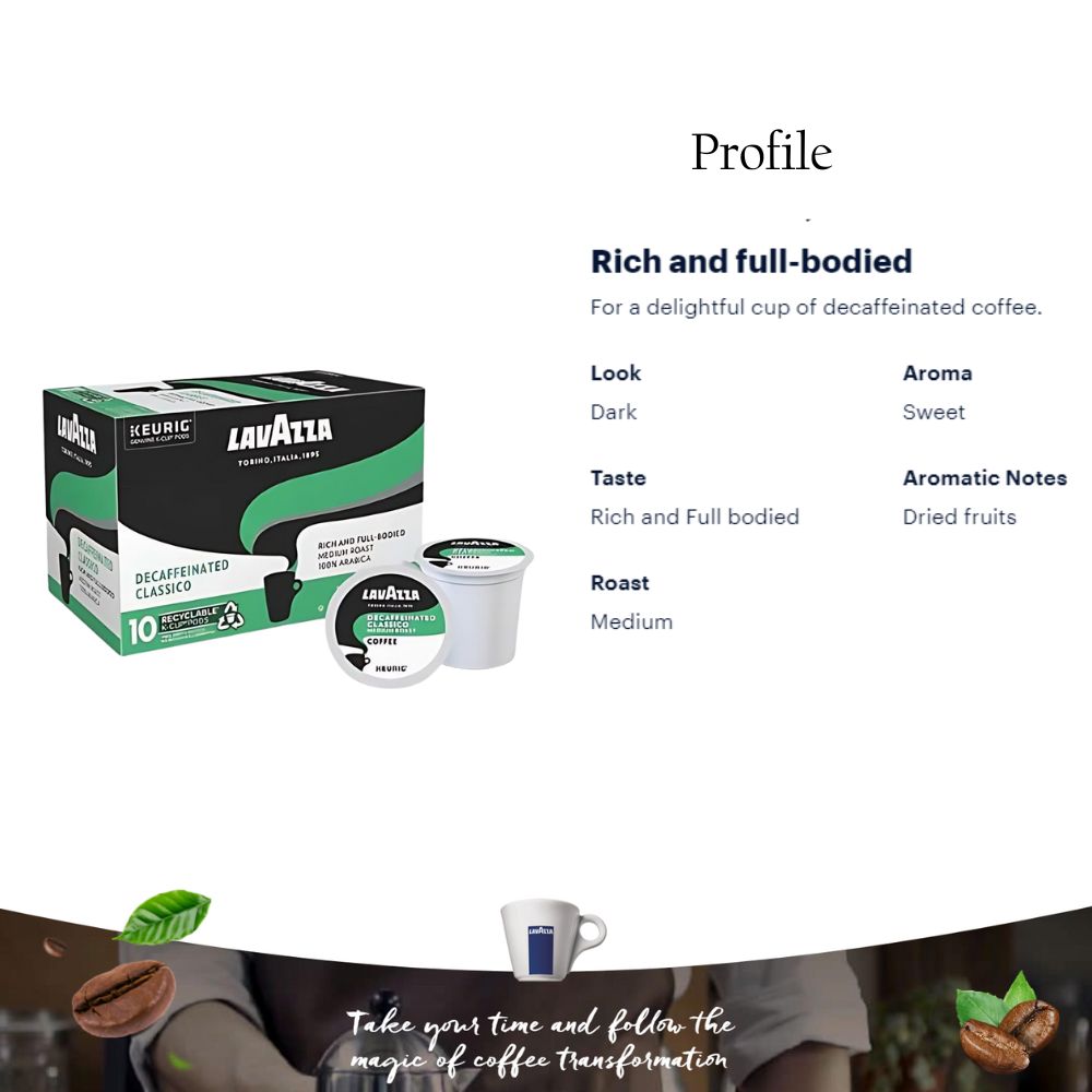 Lavazza Decaffeinated Classico Coffee Keurig K-Cup Pods 10ct