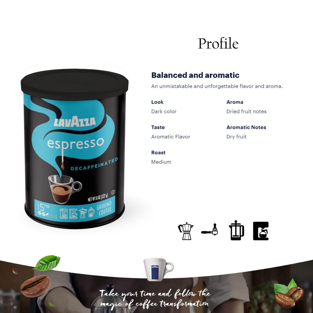 Scratch & Dent - Lavazza Espresso Decaffeinated Ground Coffee in Can 8 oz/227g