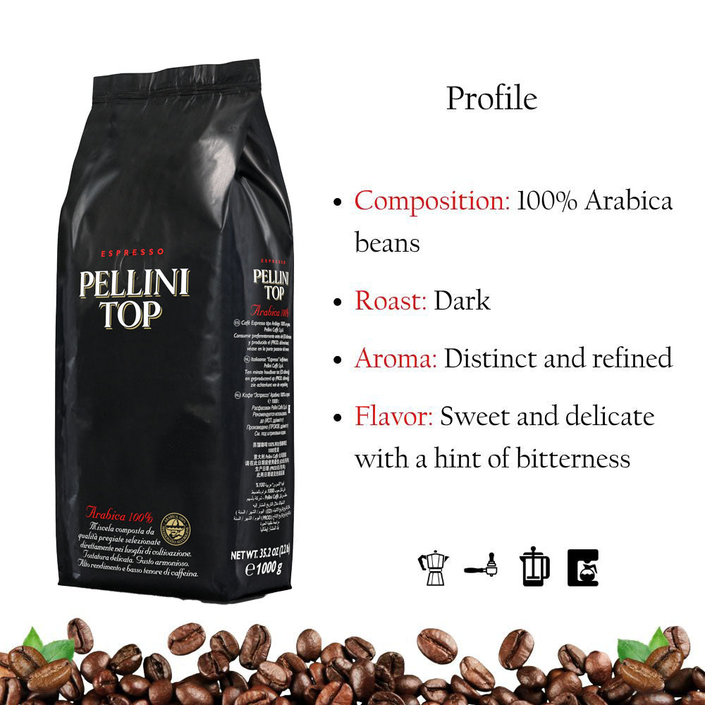 Pellini Top Whole Bean Coffee 2.2lb/1kg