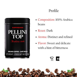 Pellini Top Ground Coffee in a Can 250g/8.8oz.