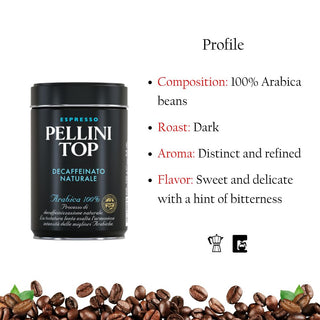 Pellini Top Decaffeinated Ground Coffee in a Can 8.8oz/250g