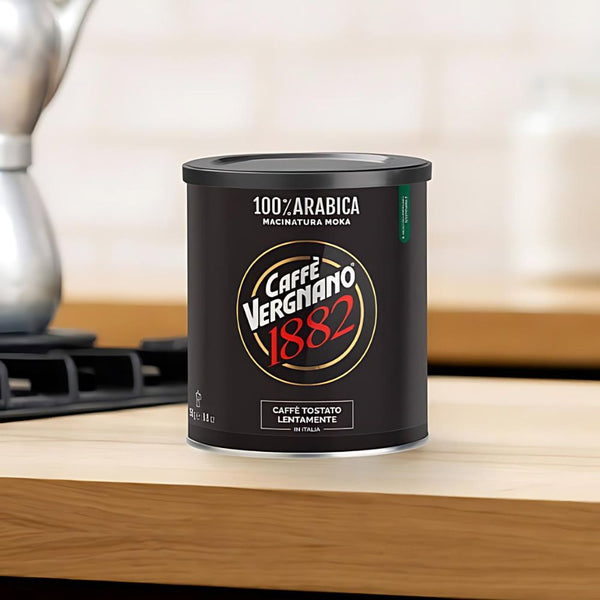 Caffe Vergnano 100% Arabica Espresso Medium Grind Coffee in Can 8.8oz/250g