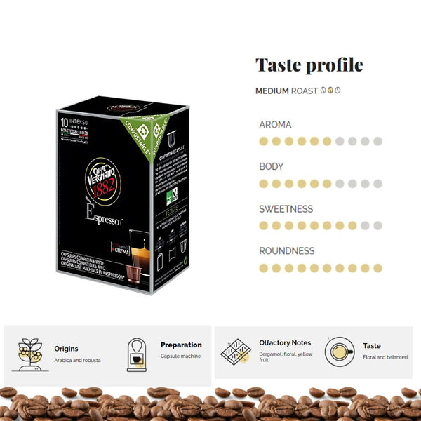 Caffe Vergnano Intenso Coffee Nespresso Capsules 10ct