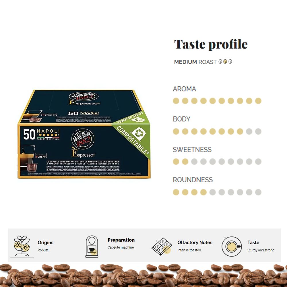 Caffe Vergnano Napoli Coffee Nespresso Capsules 50ct